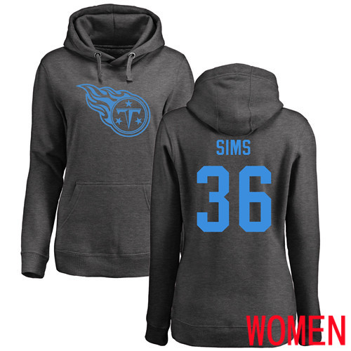Tennessee Titans Ash Women LeShaun Sims One Color NFL Football #36 Pullover Hoodie Sweatshirts->women nfl jersey->Women Jersey